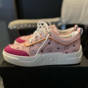 MCM Pink Women’s Skyward Low Top Platform Sneakers (leather with suede tip)